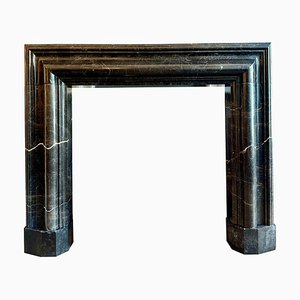 Large Reclaimed Black Marble Bolection Fireplace Mantel