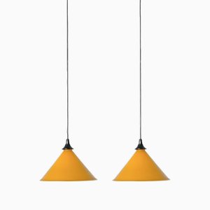 Hanging Lamps in Ocher Yellow, Set of 2