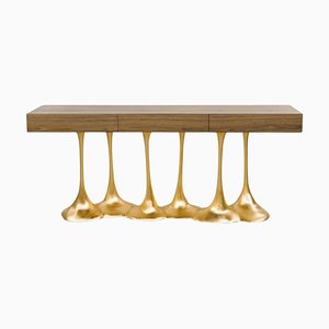 Console en Bois Marron Haute Brillance par Europa