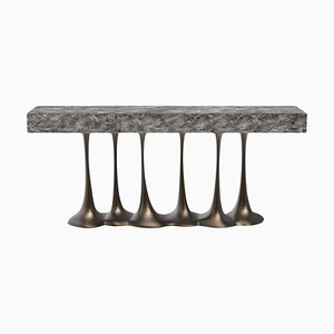 Console en Bois Finitions en Bois Gris Haute Brillance par Europa