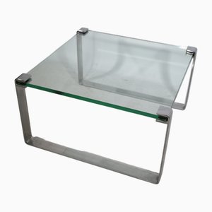 Narrow Glass and Chrome Coffee Table 1022 Klassik by Draenert, 1970s