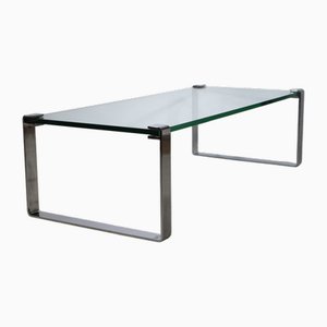 Wide Glass and Chrome Coffee Table 1022 Klassik by Draenert, 1970s