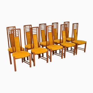 Sedie da pranzo vintage in teak, Danimarca, anni '70, set di 10