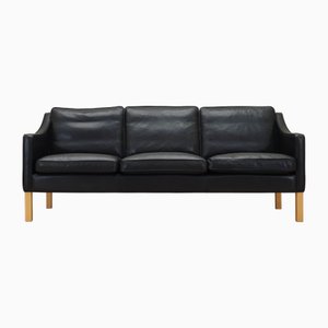 Schwarzes dänisches Ledersofa von Hurup Møbelfabrik, 1970er