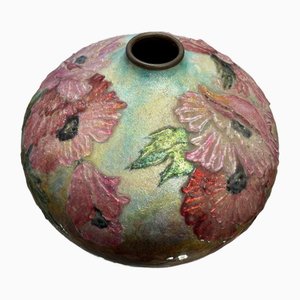 Vase en Forme de Boule avec Fleurs par Camille Faure, 1920s