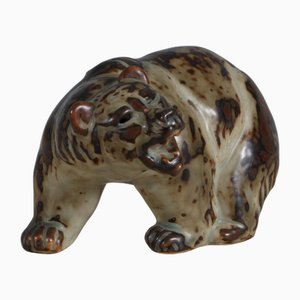 Glazed Stoneware Bear Figurine by Knud Kyhn for Royal Copenhagen, 1950s