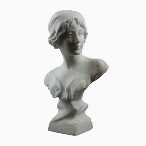 Cyprien, Buste de Jeune Femme, 1900, Albâtre