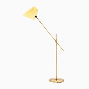 Floor Lamp in Brass and Fabric attributed to Hans Bergström, 1950s