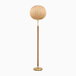 Floor Lamp in Brass and Fabric attributed to Hans Bergström, 1950s