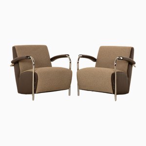 Scylla Armchairs in Brown Leather from Leolux, Set of 2