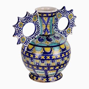 Amphora Vase in Majolica Porcelain, Florence