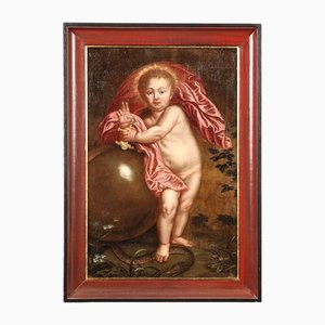 Flämischer Künstler, Christus der Retter der Welt, 1600er, Öl auf Leinwand, gerahmt