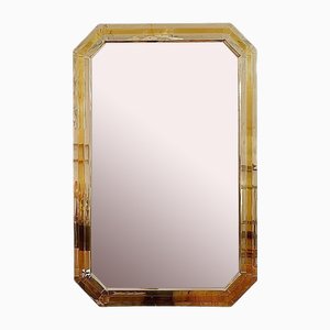 Specchio in metallo cromato e ottone, anni '70