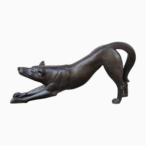 Escultura de perro de bronce atribuida a Jacques Talmar, Bélgica, década de 2000