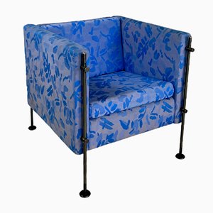 Italian Modern Blue Fabric Felix Armchair attributed to Burkhard Vogtherr for Arflex, 1980s