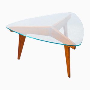 Coffee Table in Wood and Glass attributed to Gio Ponti, 1950s