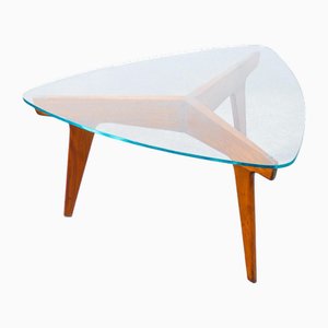 Gio Ponti zugeschriebener Couchtisch aus Holz & Glas, 1950er