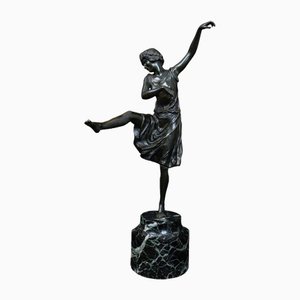 Estatua de bailarina Art Déco de bronce de Philippe Devriez, años 30