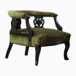English Victorian Chair in Velvet & Wood, Late 19th Century