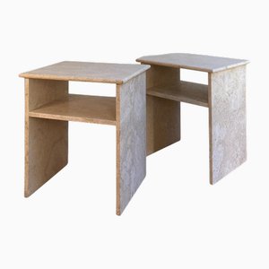 Tables de Chevet Travertino Al Verso par Almarmo, Set de 2