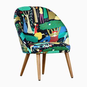Cocktail Chair with Print by Stig Lindberg, 1950s