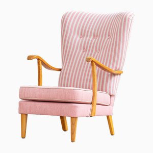 Armchair with Pink Stripes, 1950s