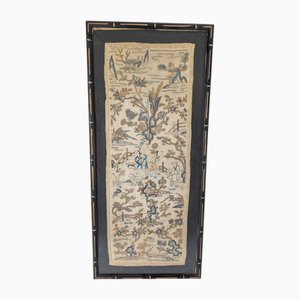 Antique Chinese Silk Embroidered Robe Sleeve Panels with Forbidden Stitch