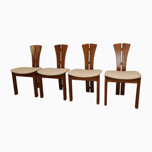 Chaises Vintage en Orme et Tissu, 1970s, Set de 4