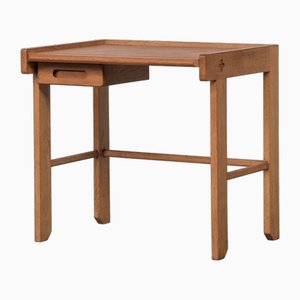 Mid-Century French Oak and Leather Desk from Guillerme Et Chambron, 1960s
