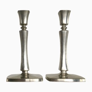 Danish Pewter Candleholders by Just Andersen, 1940s, Set of 2