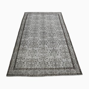 Tapis Décor Vintage en Laine Gris Marron, Turquie, 1960s