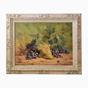 Ernest Eugène Lefebvre, Bodegón con uvas, óleo sobre lienzo, 1878, enmarcado