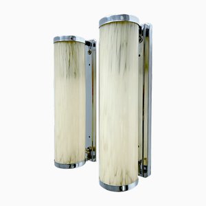 Art Deco Sconces in Glass and Chrome, Set of 2