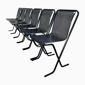 Stapelbare Stühle aus schwarzem Metall, 1980er, 2er Set
