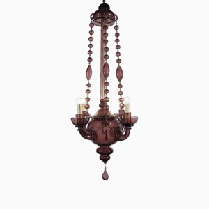 Lampada antica veneziana in vetro soffiato ametista, inizio XX secolo