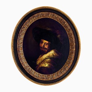 Giovanni Perna, Musketeer, 1990s, Oil on Tablet, Framed