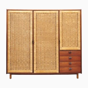 Wardrobe with Wickerwork and Leather Handles by Sebastian Muggenthaler