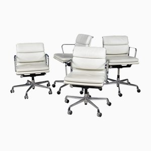 Chaises EA217 en Cuir Blanc Neige par Eames pour Vitra, 2000, Set de 4