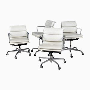 EA217 Stühle aus Weißem Snow Leder von Eames für Vitra, 2000, 4er Set