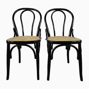 Wooden Kitchen Chairs with Vienna Straw Seats, 1970, Set of 2