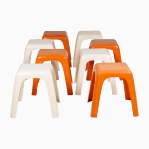 Eight Plastic Stools by G. Castiglioni, G. Gaviraghi and A. Lanza for Valenti Milan, 1980s, Set of 8
