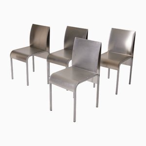 Set di sedie in metallo spazzolato, set di 4