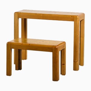 Desk and Pine Bench, 1970, Set of 2