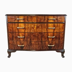 Briar Chest of Drawers with Brass and Decorated Plastic Handles, 1950s