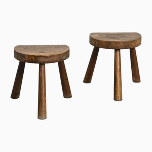 French Brutalist Stools, 1960s, Set of 2