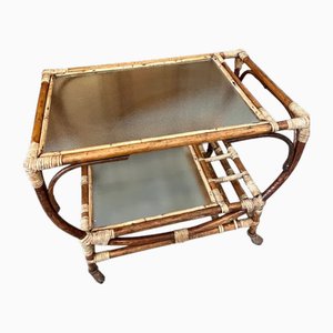 Vintage Bamboo and Crystal Drinks Trolley