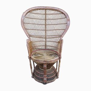 Italian Decorative Wicker and Bamboo Garden Chair, 1950s