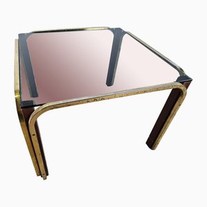 Coffee Table in Gilded Metal and Smoked Glass, 1970