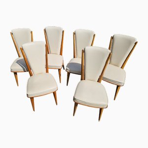 Monobloc White Skai Chairs, 1960, Set of 6
