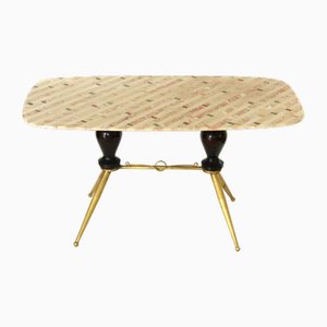 Mid-Century Marble and Brass Coffee Table, 1950s